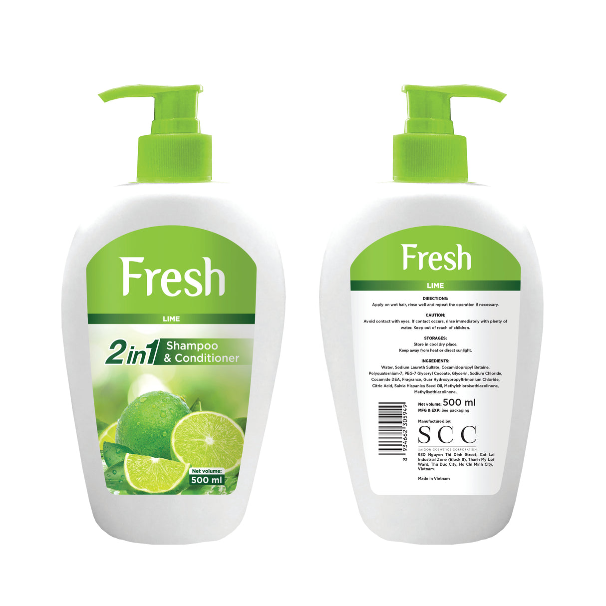 FRESH LIME 2-IN-1 SHAMPOO & CONDITIONER 500ml