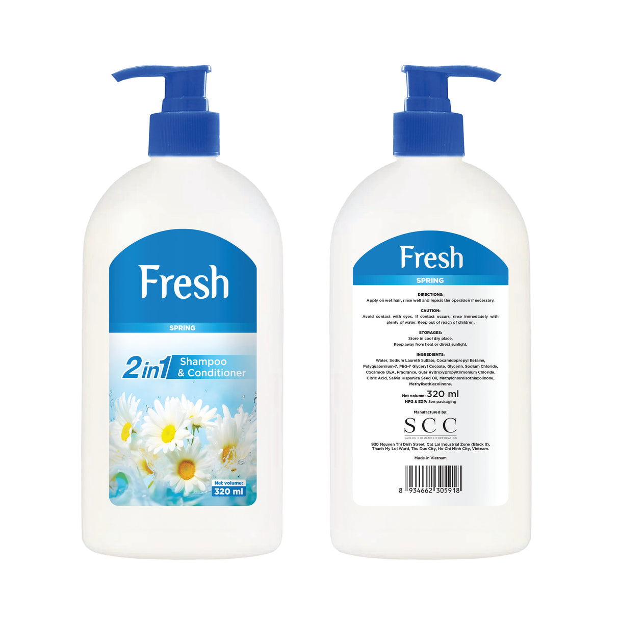 FRESH SPRING 2-IN-1 SHAMPOO & CONDITIONER 320ml