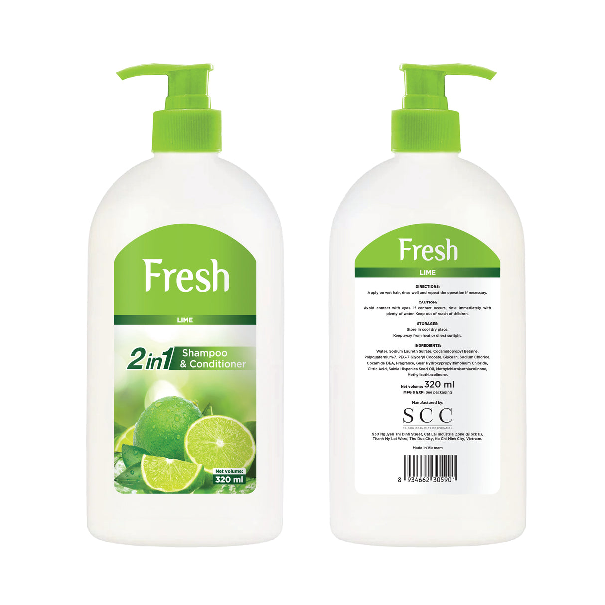 FRESH LIME 2-IN-1 SHAMPOO & CONDITIONER 320ml